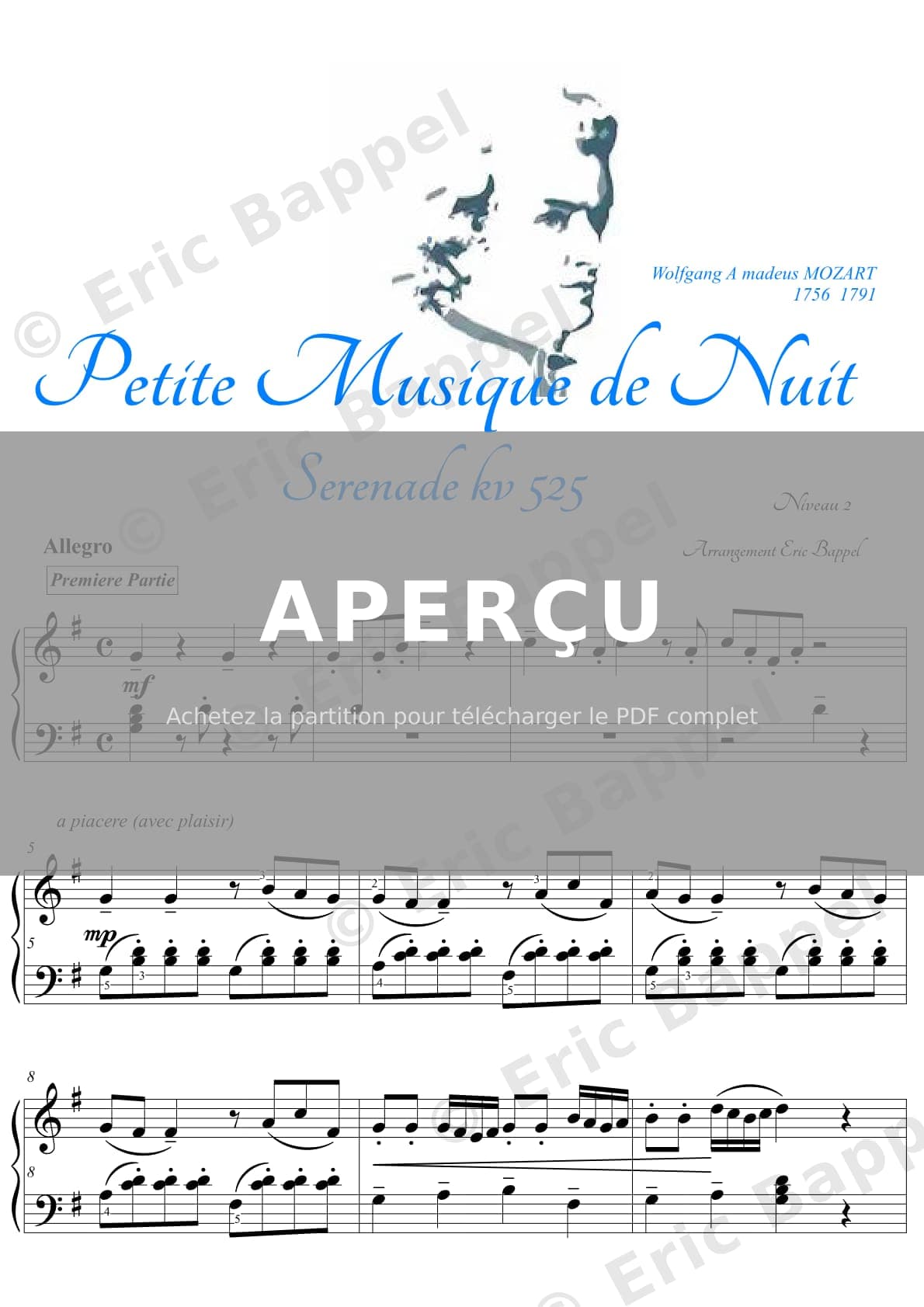 Petite Musique de nuit, K. 525: Allegro (Niveau 2) — Extrait page 1 sur 2