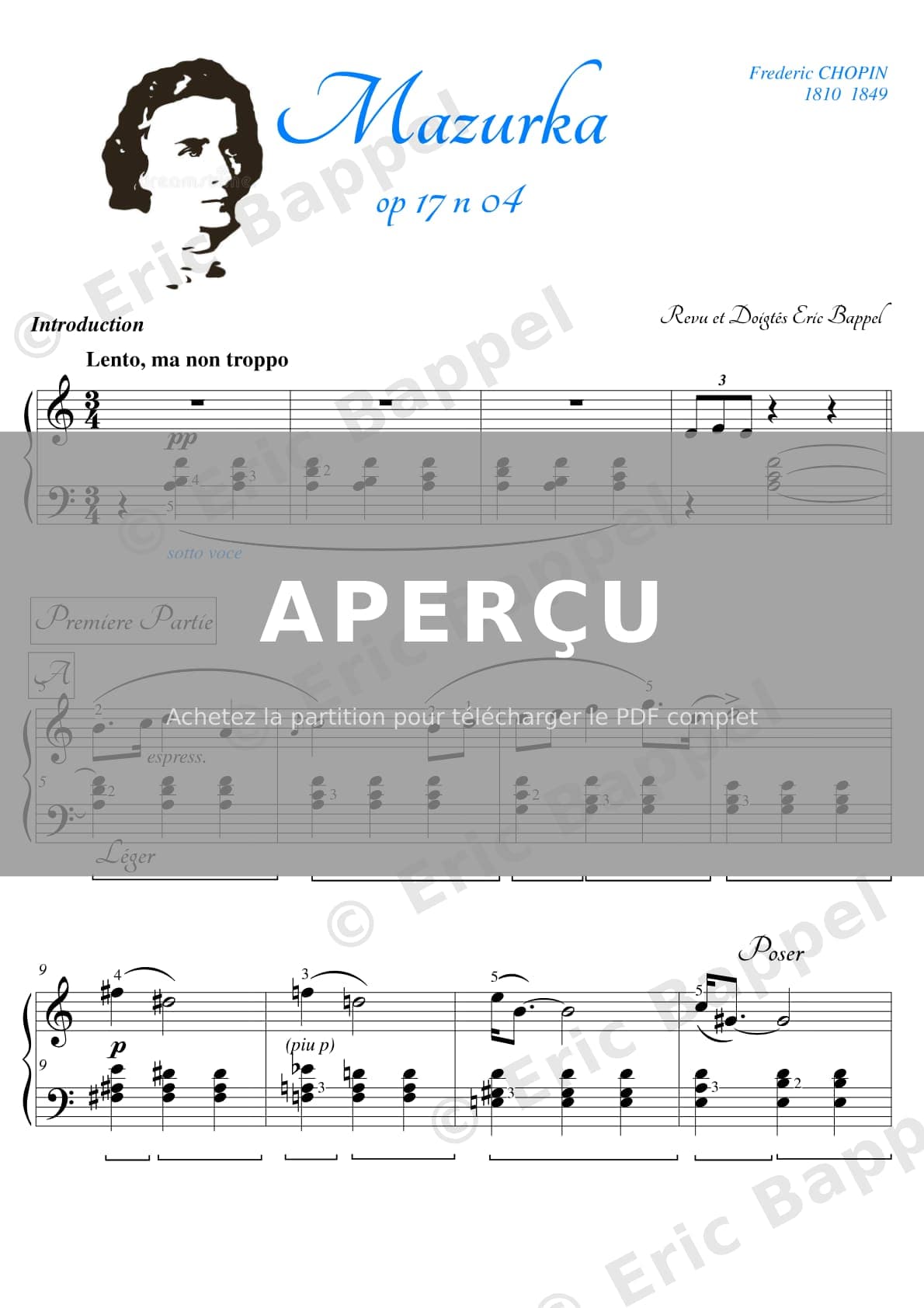 Mazurka, Op. 17 No. 4 — Extrait page 1 sur 12