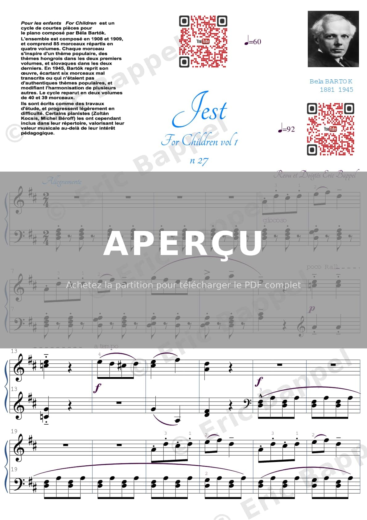 For Children, Sz. 42: Vol. 1, No. 27 Jest — Extrait page 1 sur 2