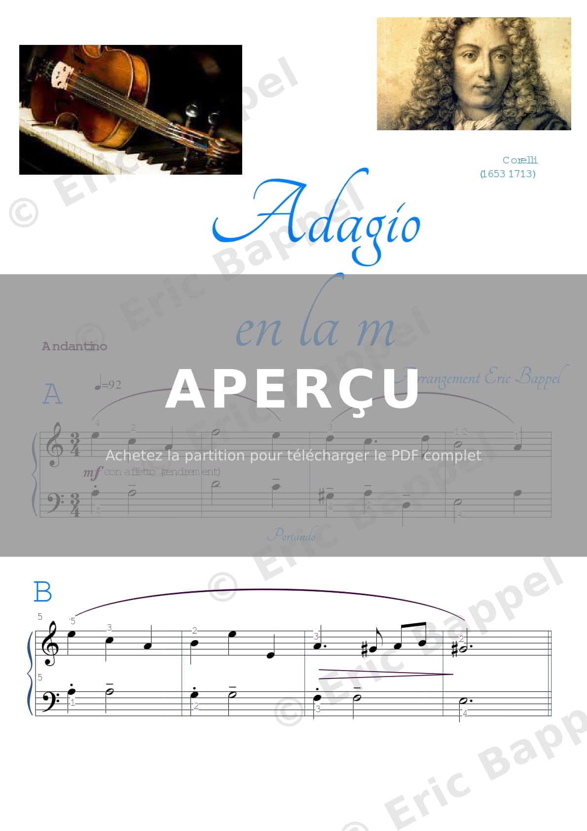 Adagio en La mineur — Extrait page 1 sur 2