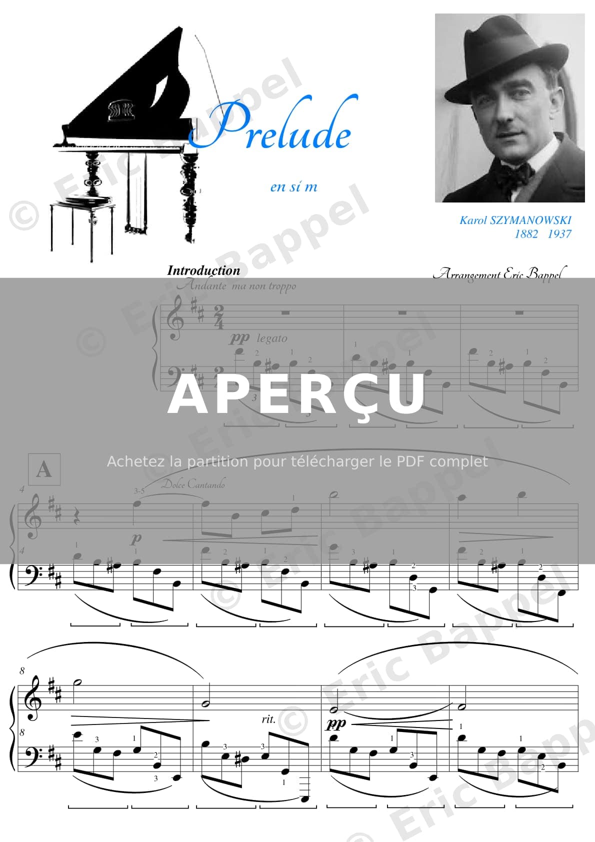 Prélude en Si mineur, Op. 1 No. 9. Andante ma non troppo, 9 Préludes — Extrait page 1 sur 5
