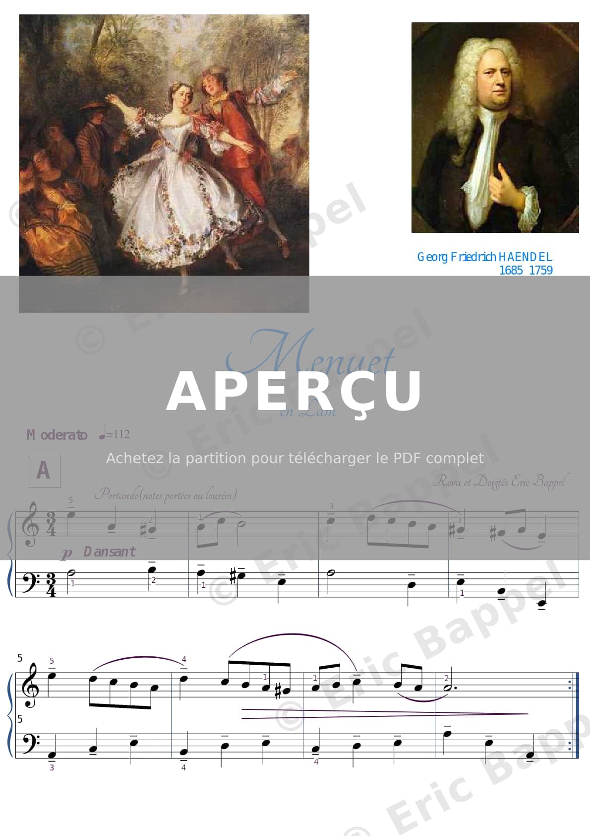 Menuet en La mineur, HWV 549 — Extrait page 1 sur 2