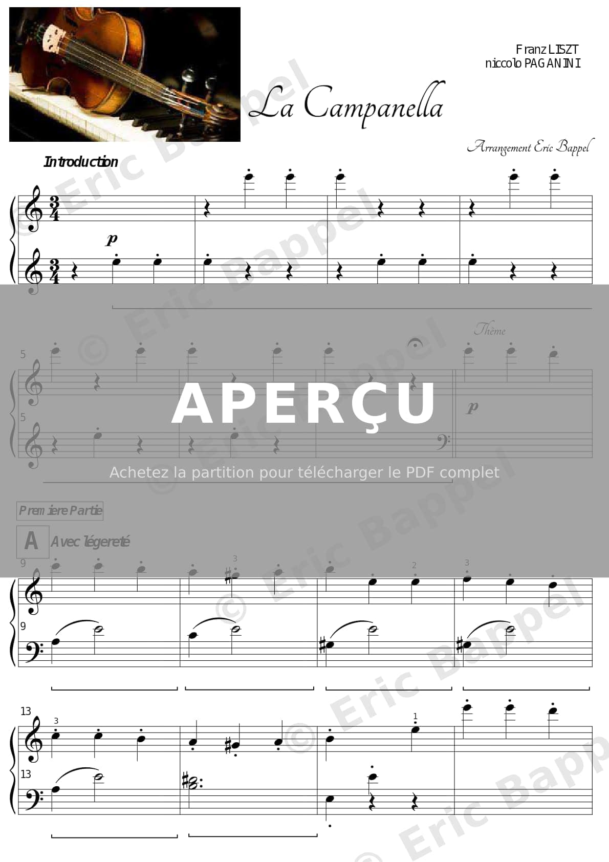 La Campanella (from Grandes Études de Paganini), S. 141 No. 03, version simplifiée — Extrait page 1 sur 6