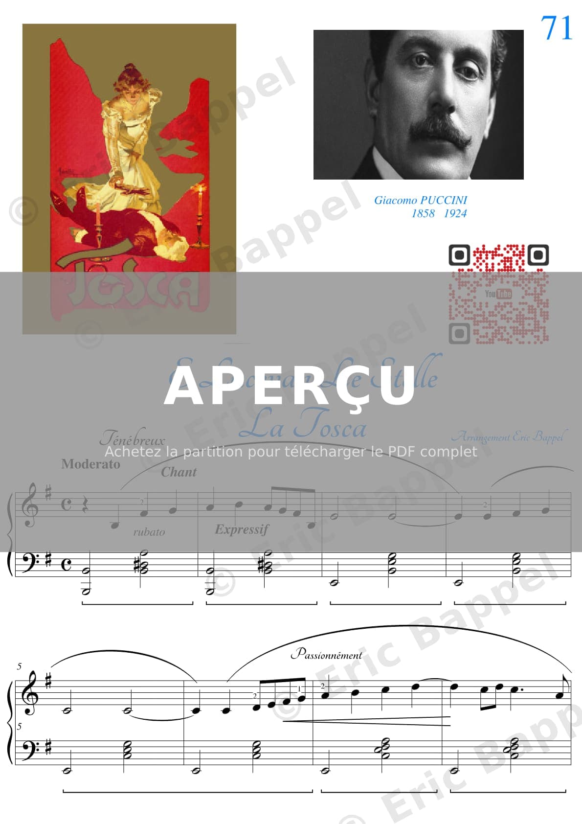 Tosca, SC 69 / Act 3: "E lucevan le stelle" — Extrait page 1 sur 4
