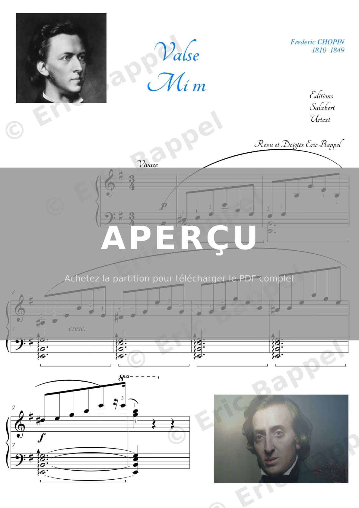Valse No. 15 en mi mineur, Op. posth. KKIVa — Extrait page 1 sur 13