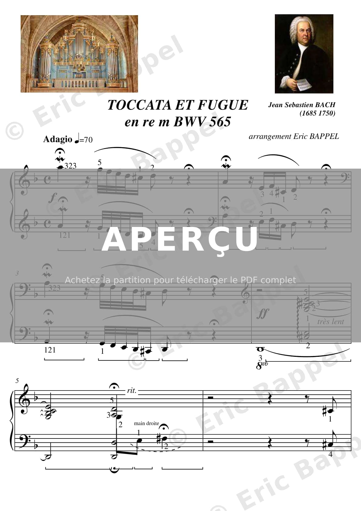 Toccata et Fugue en ré mineur — Extrait page 1 sur 14