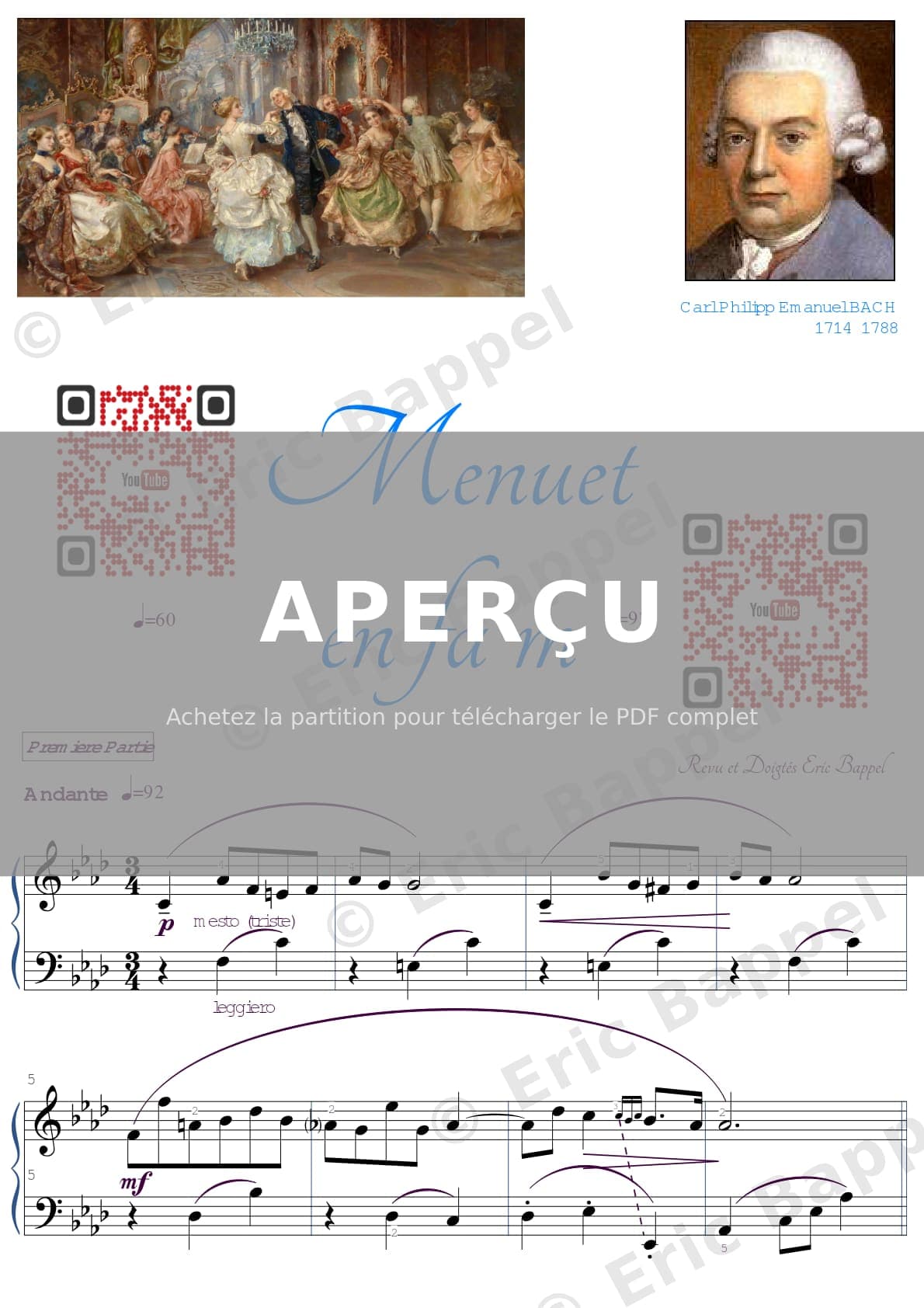 Menuet en fa m — Extrait page 1 sur 2
