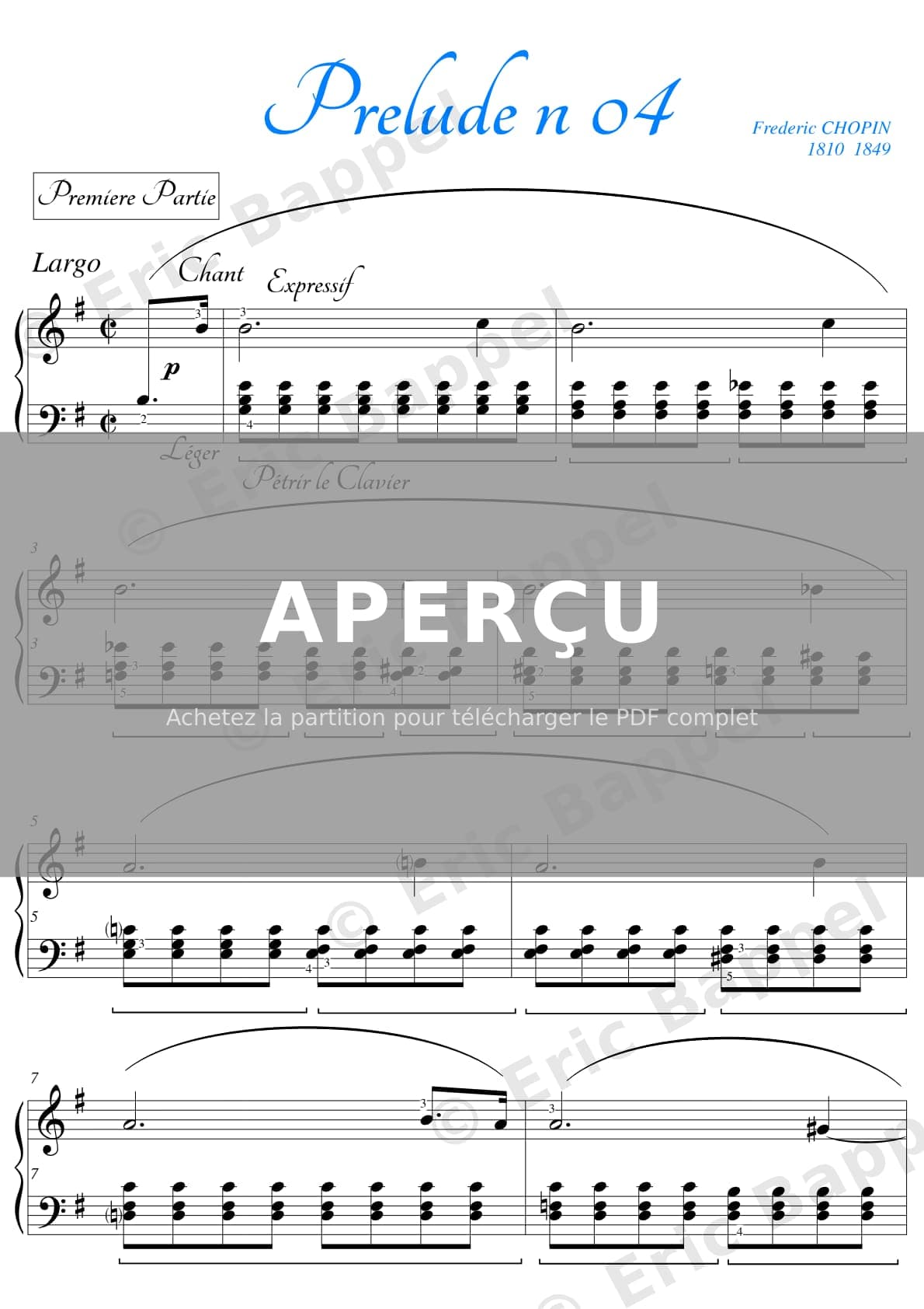 Prélude Op. 28 n° 4 en Mi mineur — Extrait page 1 sur 3