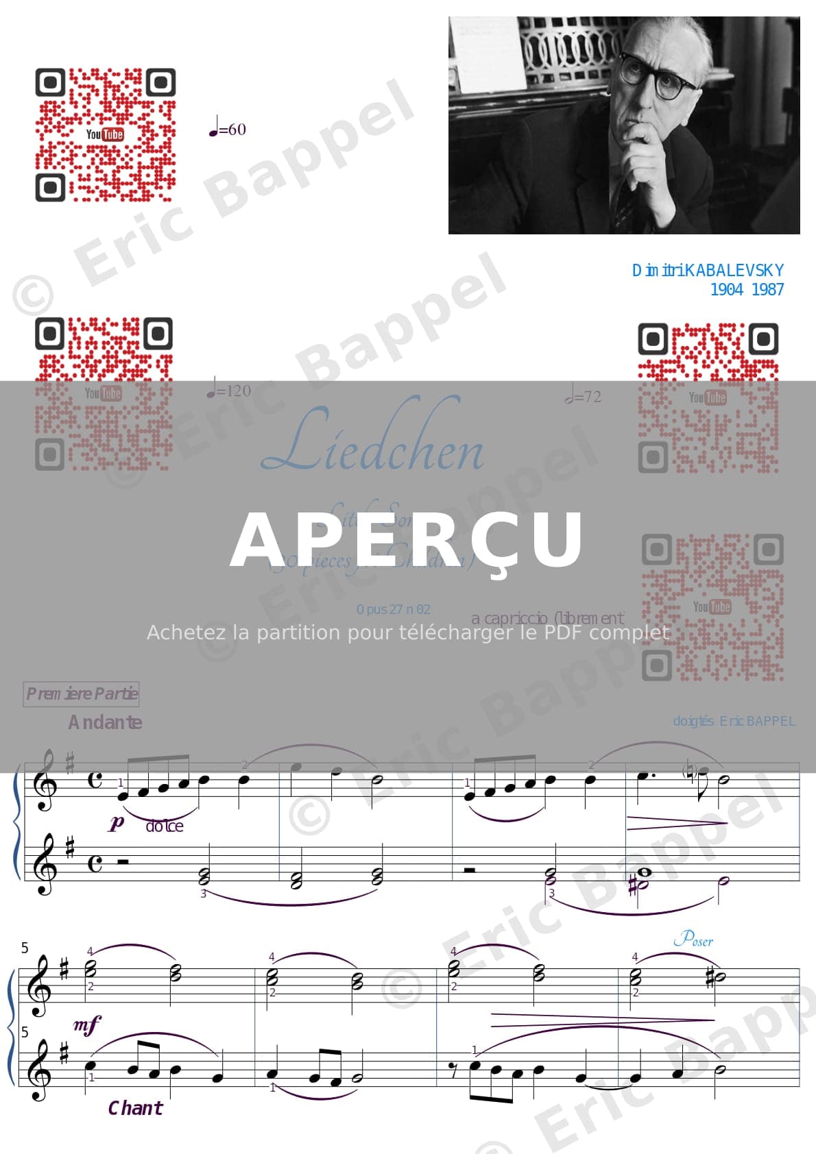 Little Song 30 Children's Pieces, Op. 27: No. 2 — Extrait page 1 sur 2