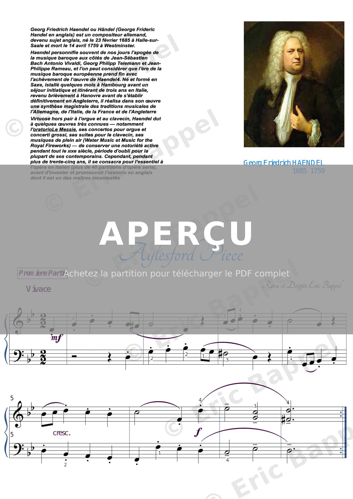 Aylesford Piece: Gavotte in Sol mineur, Animato — Extrait page 1 sur 2