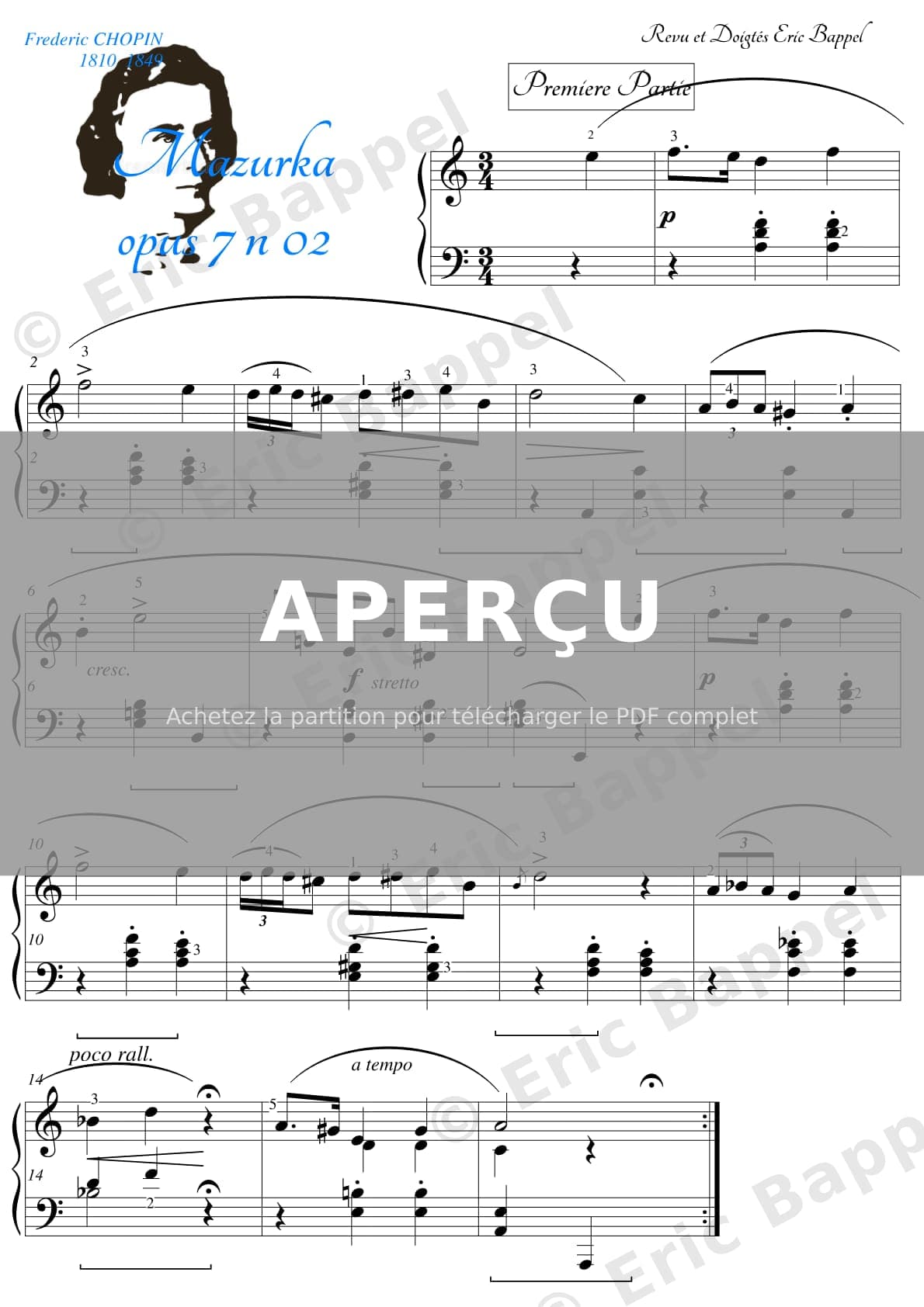Mazurka Op. 7 n° 2 en La mineur — Extrait page 1 sur 5