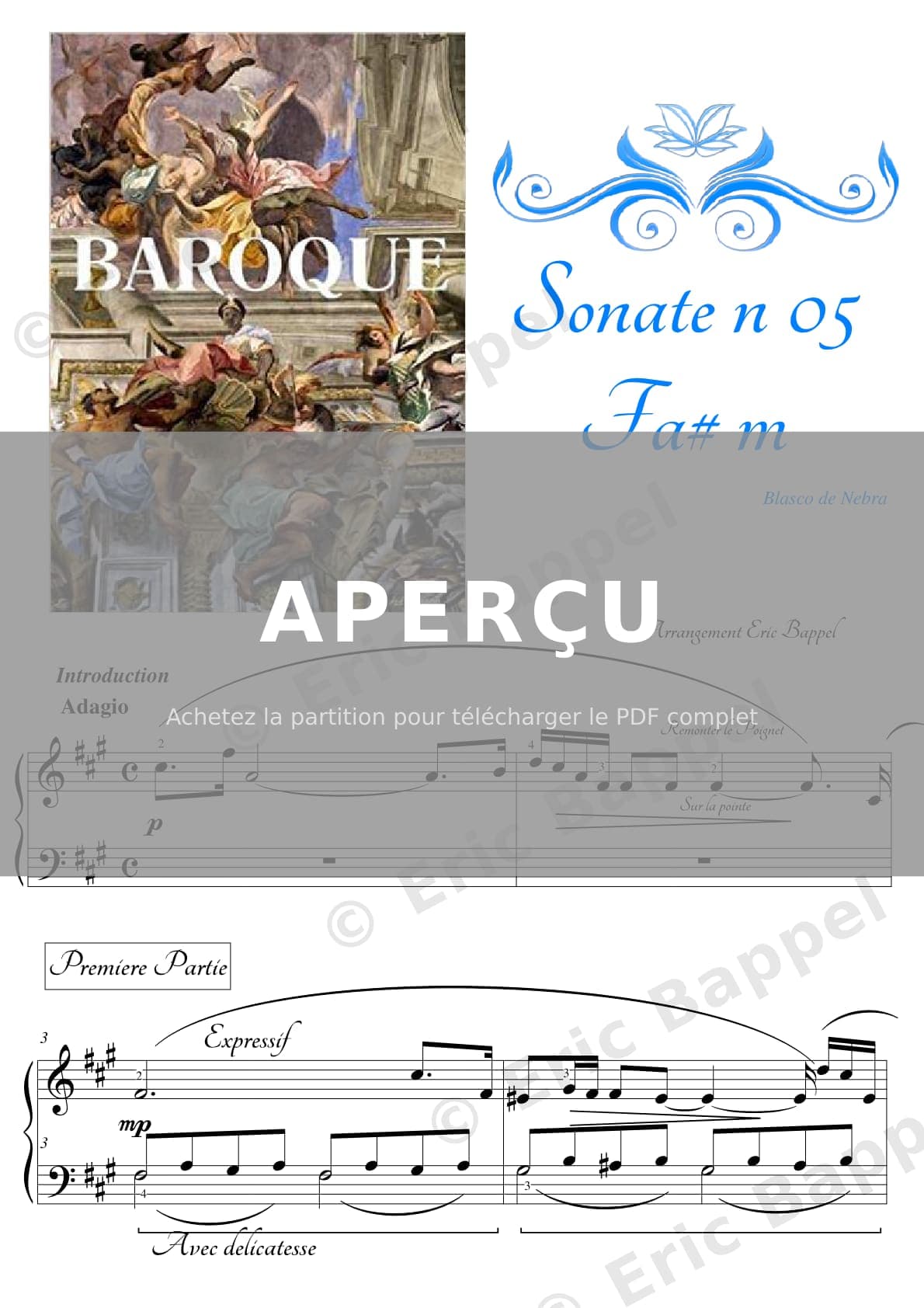 Sonata No. 5 en Fa# mineur, Op. 1: I. Adagio — Extrait page 1 sur 9