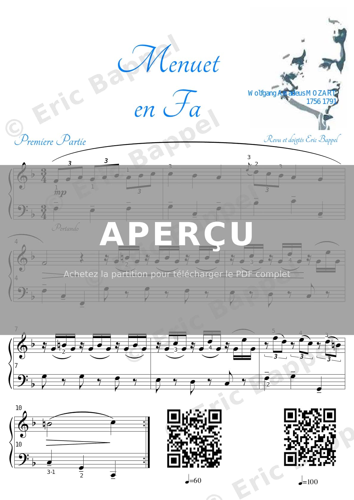 Menuet en Fa majeur, K. 5 — Extrait page 1 sur 3