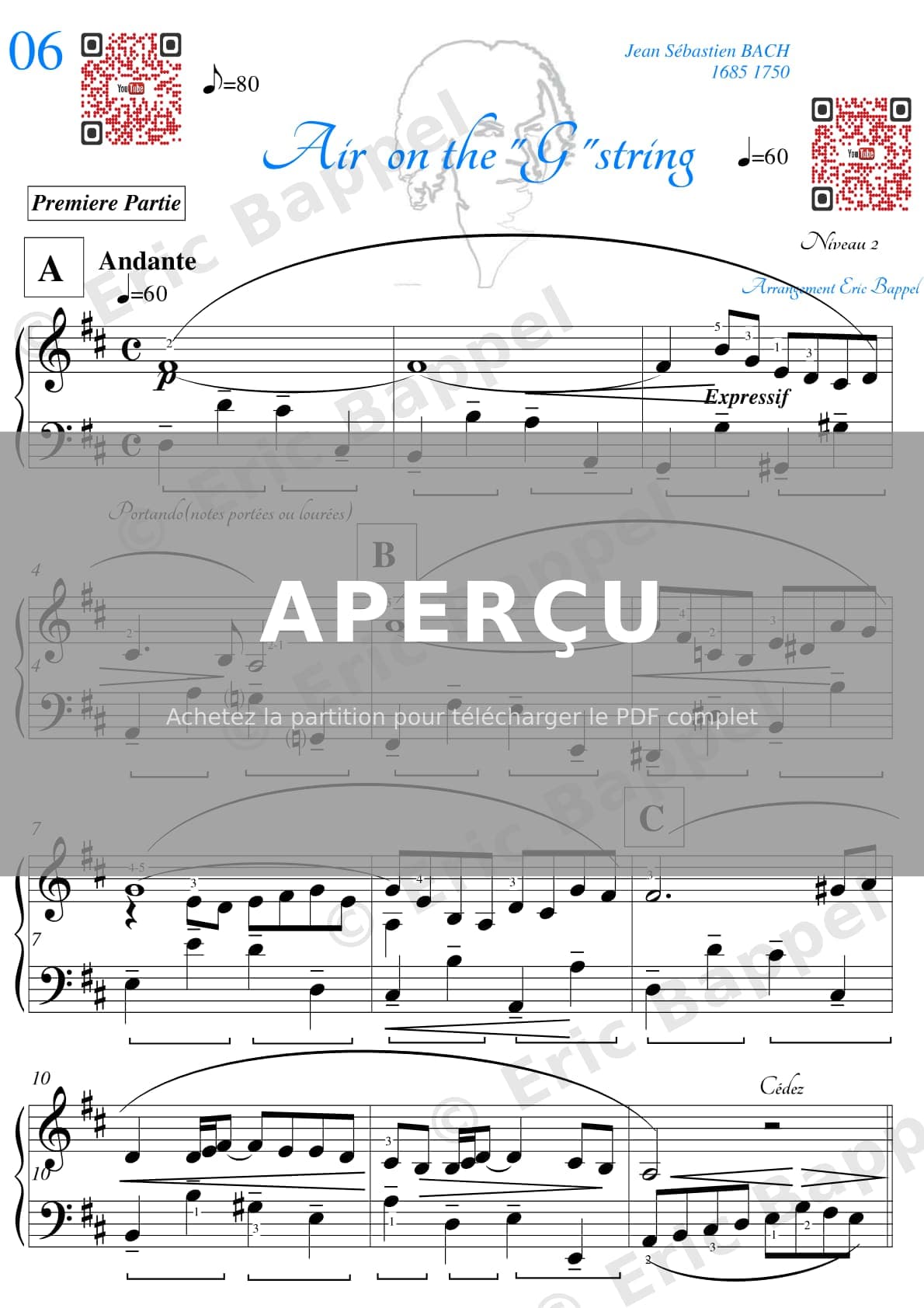 Orchestral Suite No. 3 in D Major, BWV 1068: II. Air "on the G String" niveau 2 — Extrait page 2 sur 6