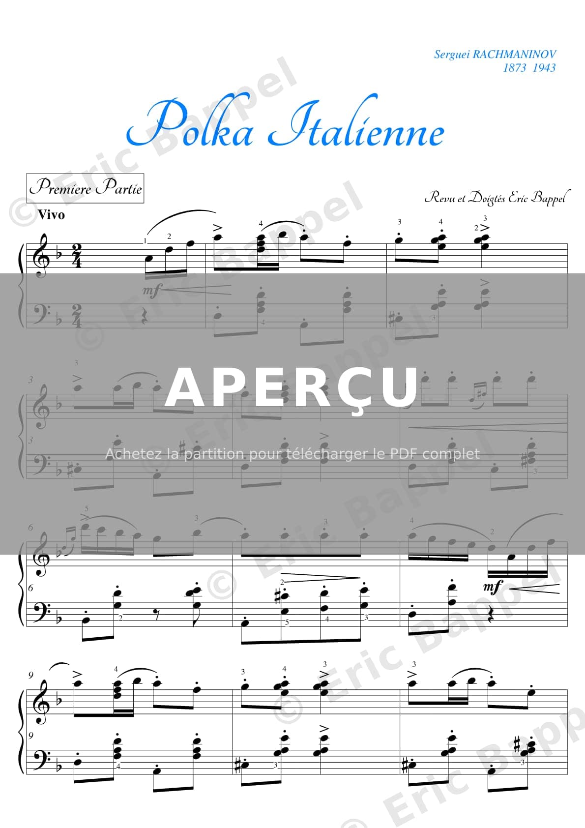 Polka italienne (Arr. Alexander Siloti) — Extrait page 1 sur 5