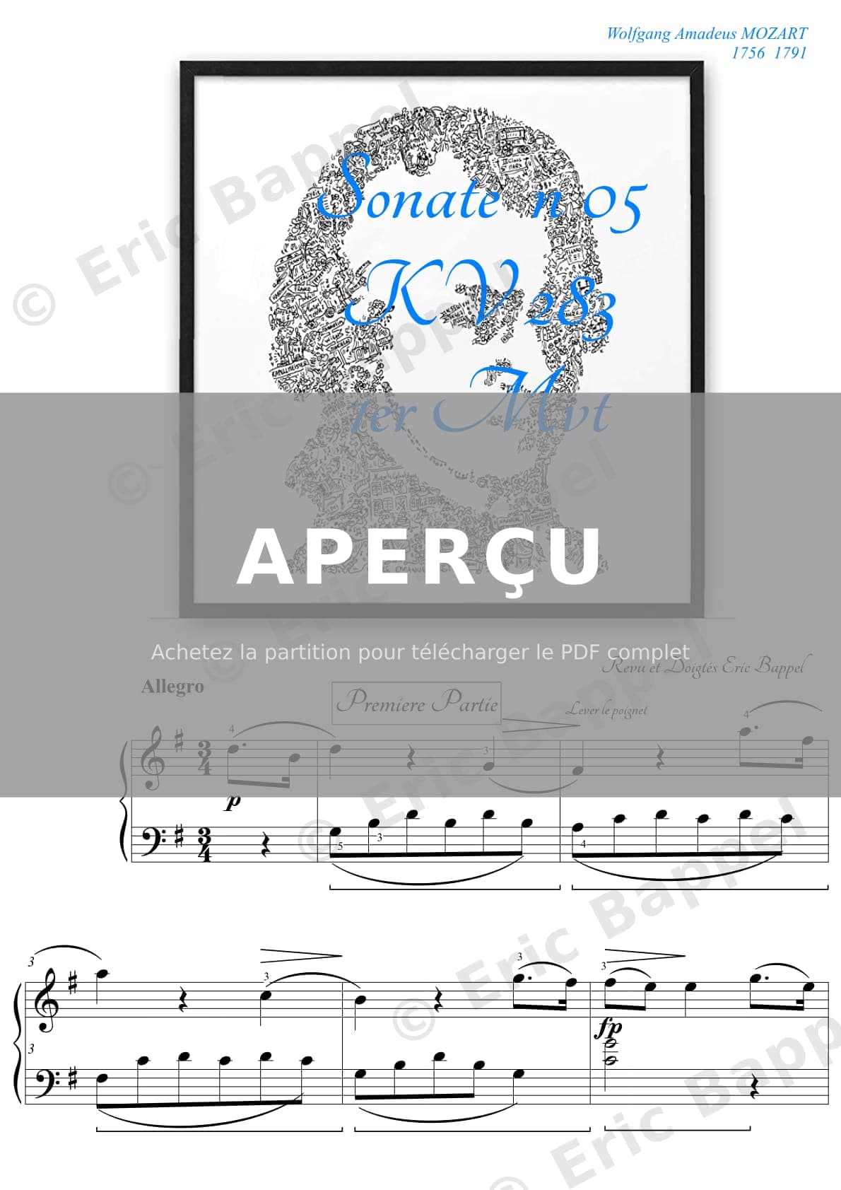 Sonate No. 5 en Sol majeur, K. 283: Premier mouvement. Allegro — Extrait page 1 sur 11