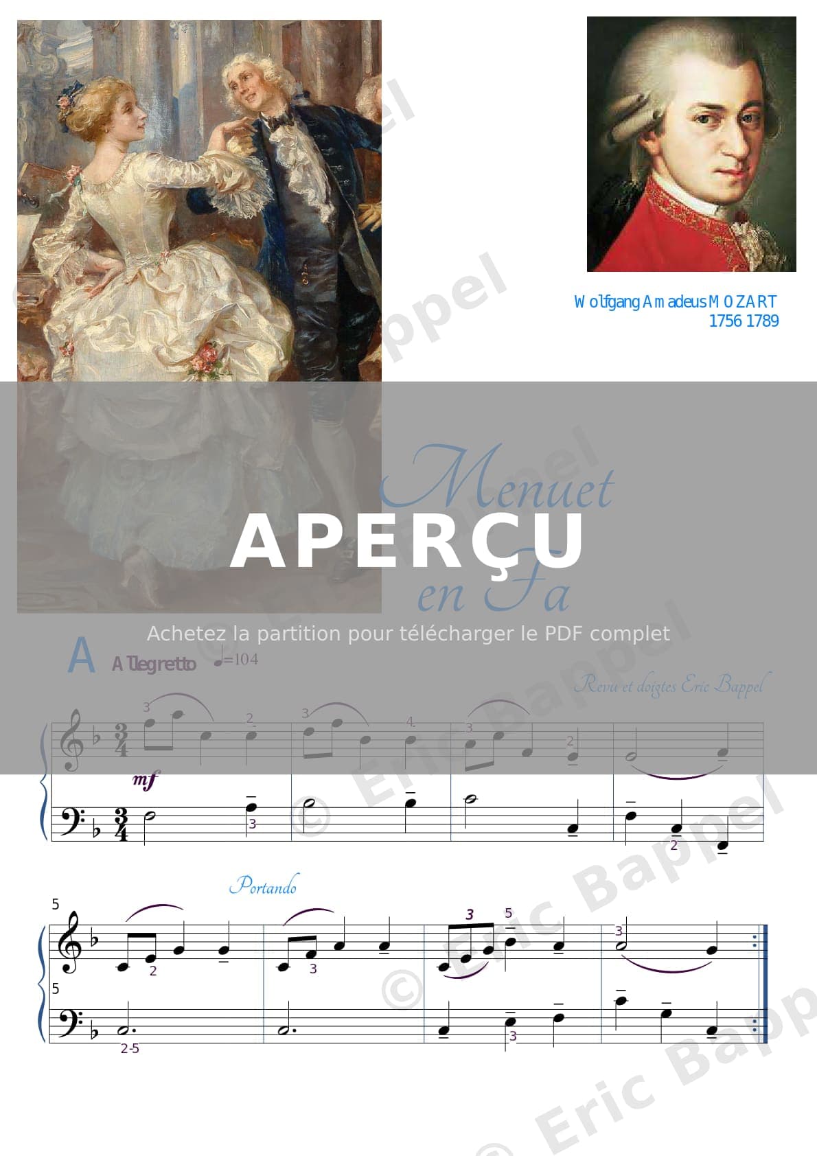 Menuet en Fa majeur, K. 2 — Extrait page 1 sur 2