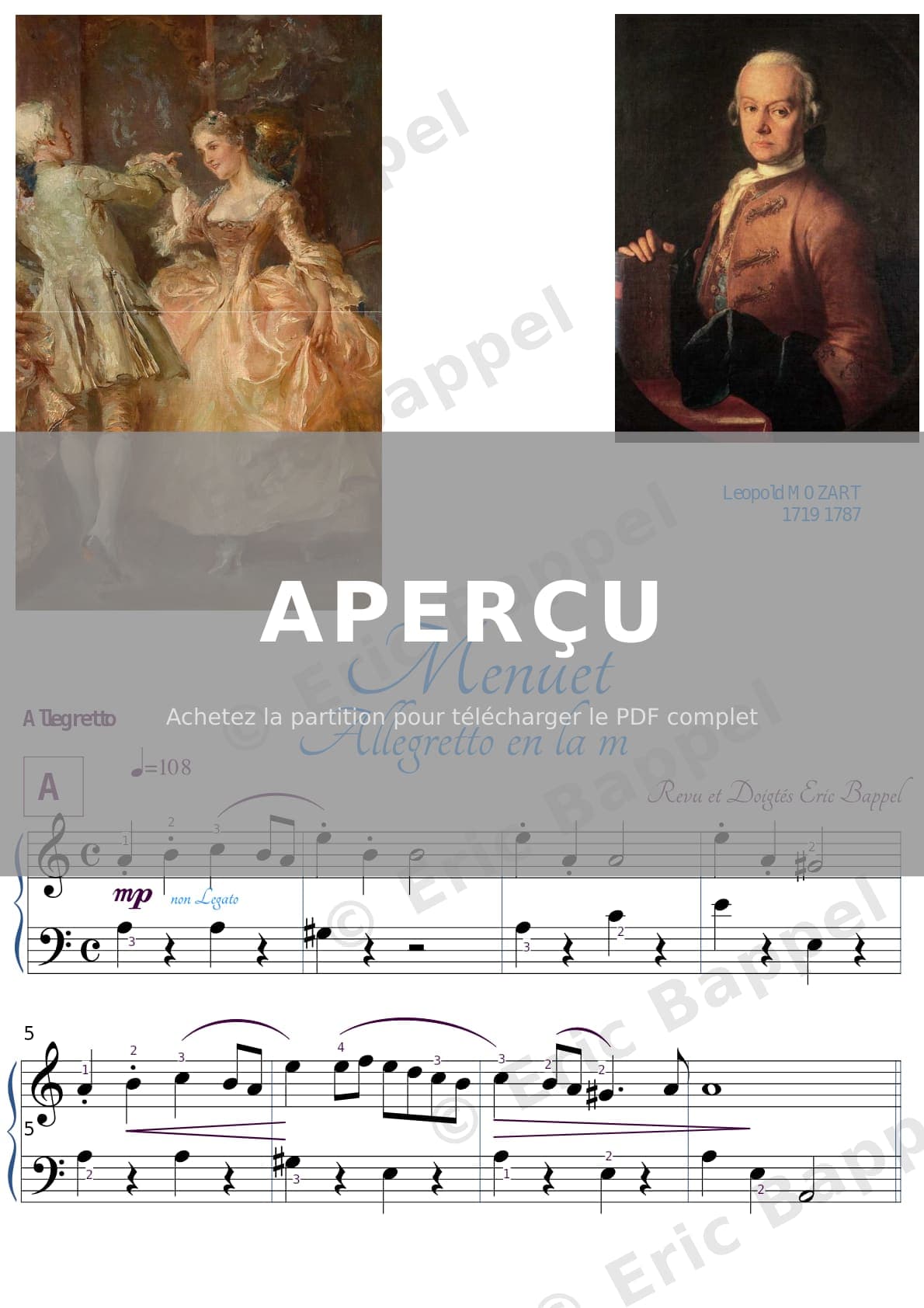 Menuet en La mineur — Extrait page 1 sur 2