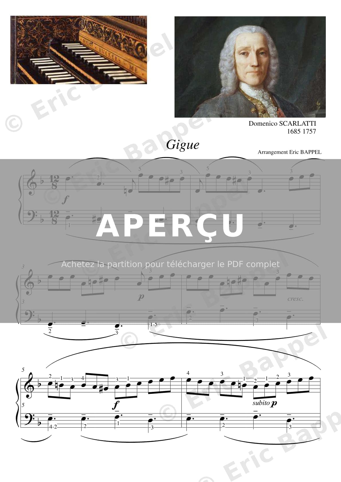 Gigue en Ré mineur — Extrait page 1 sur 3