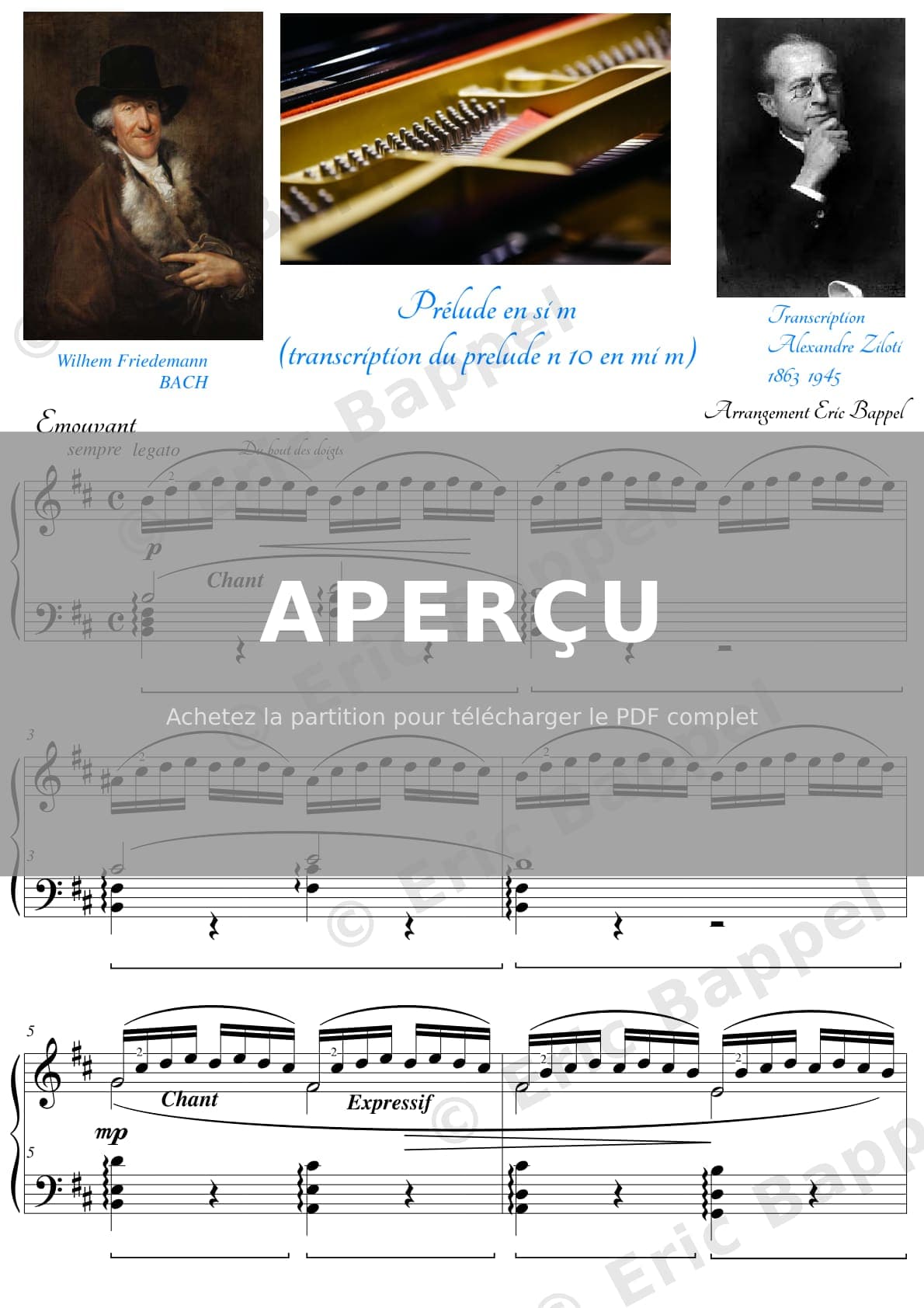 Prelude in B minor for Wilhelm Friedemann Bach (concert transcription by Alexander Siloti) — Extrait page 1 sur 3