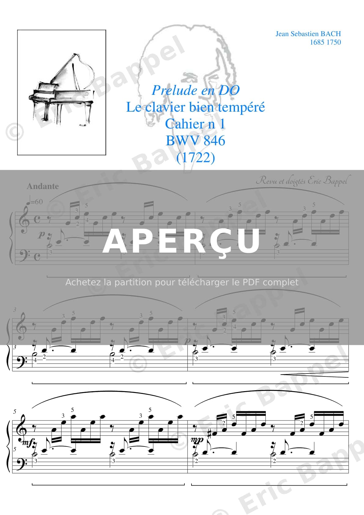 Prelude No.1 in C Major BWV 846 Clavier bien tempéré — Extrait page 1 sur 5