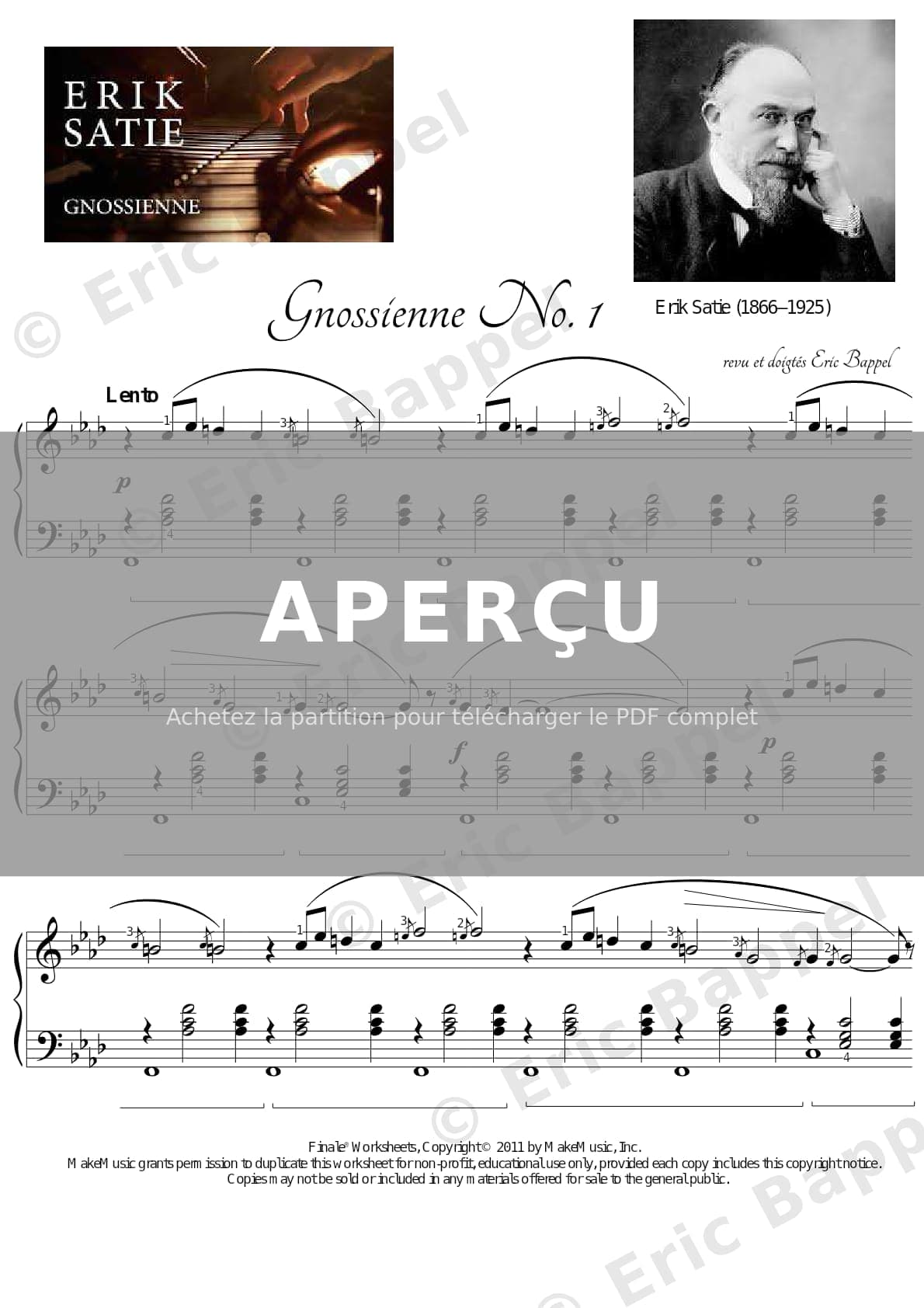 Gnossienne No. 1 — Extrait page 1 sur 4
