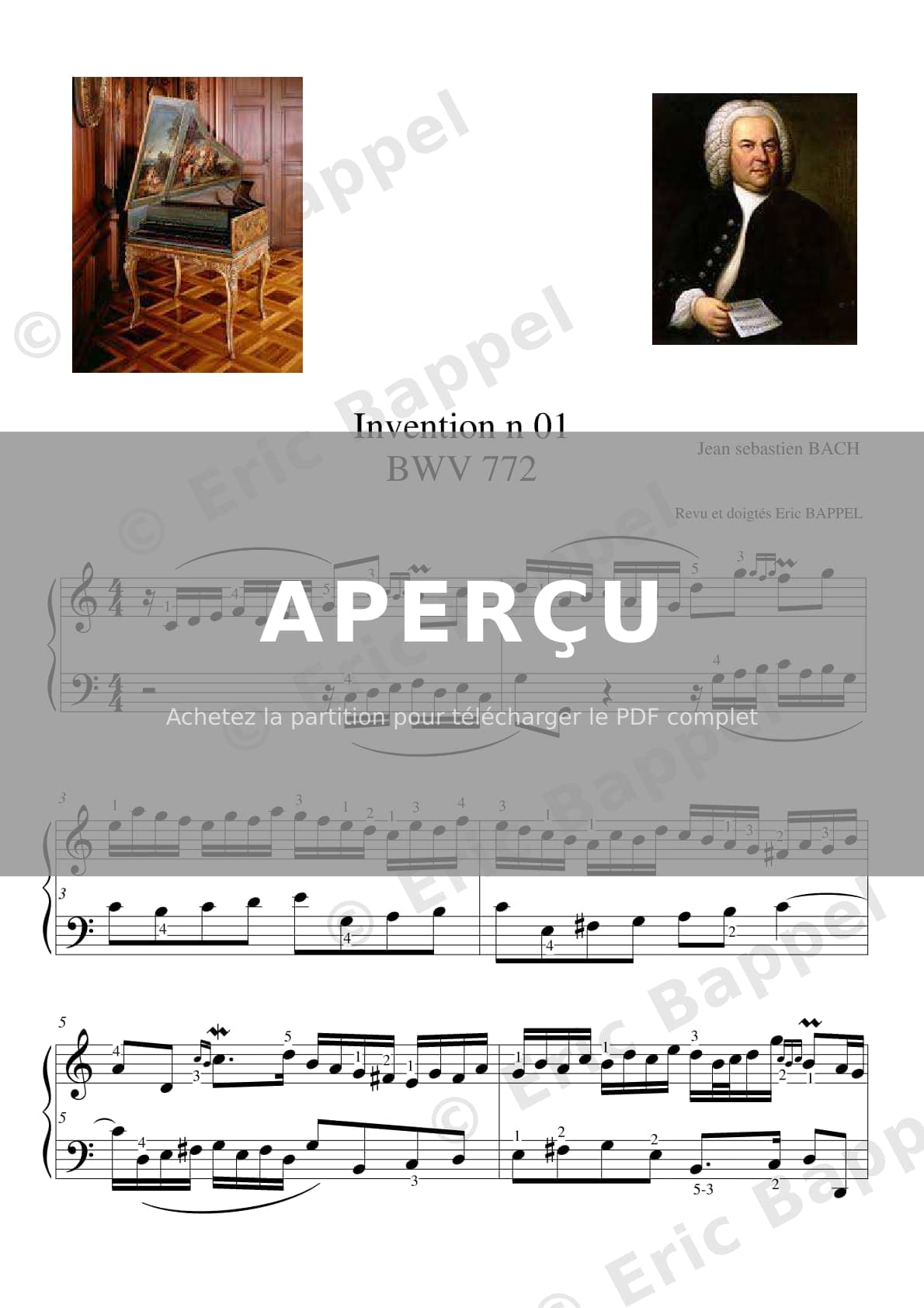 Invention No. 1 in C Major, BWV 772 — Extrait page 1 sur 3
