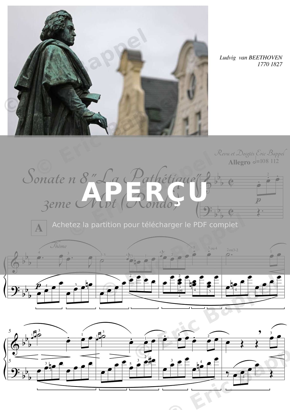Sonate « Pathétique », Op. 13 : Troisième mouvement. Allegro en Do mineur — Extrait page 1 sur 15