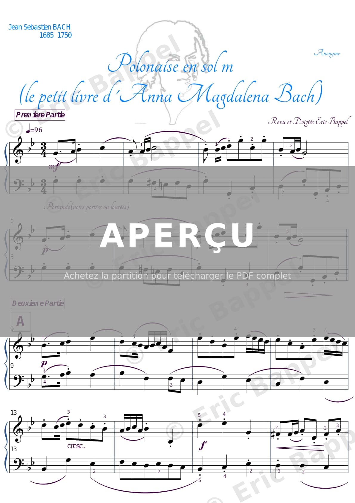 Polonaise en Sol mineur (BWV Anh. 119) — Extrait page 1 sur 3