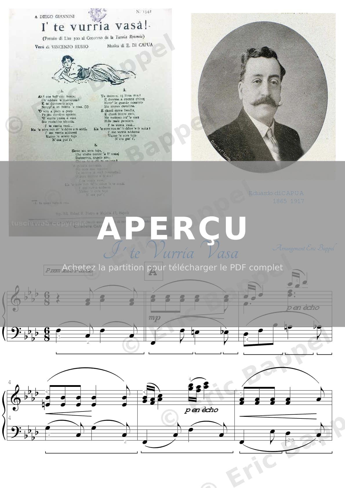 I' te vurria vasa', transcription pour piano — Extrait page 1 sur 4