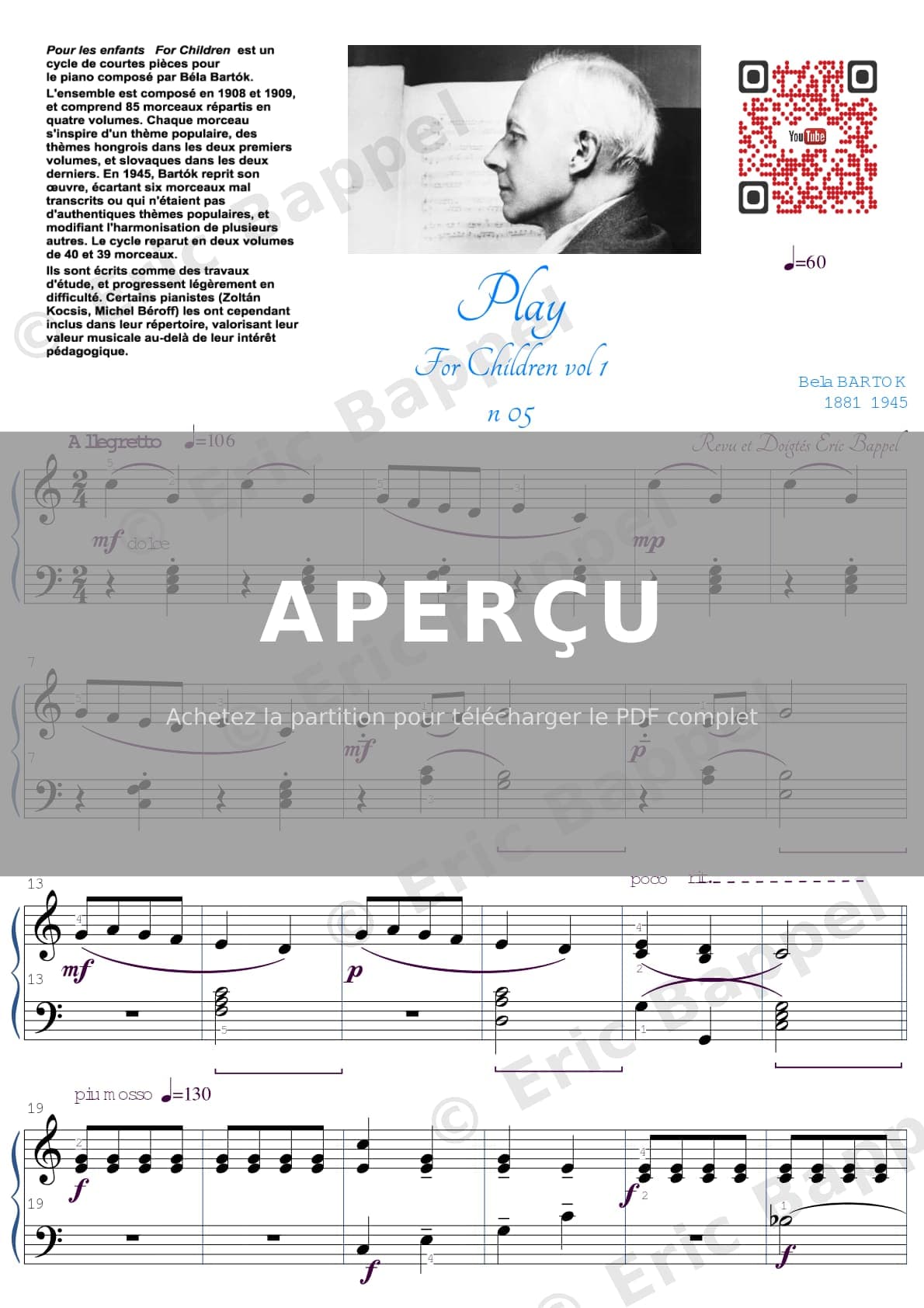 Bartók: For Children, Sz. 42, Vol. 1: No. 5, Game — Extrait page 1 sur 2