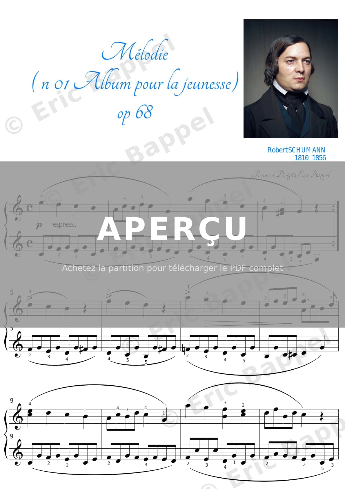 Mélodie, Album pour la jeunesse, Op. 68 No. 01 — Extrait page 1 sur 2